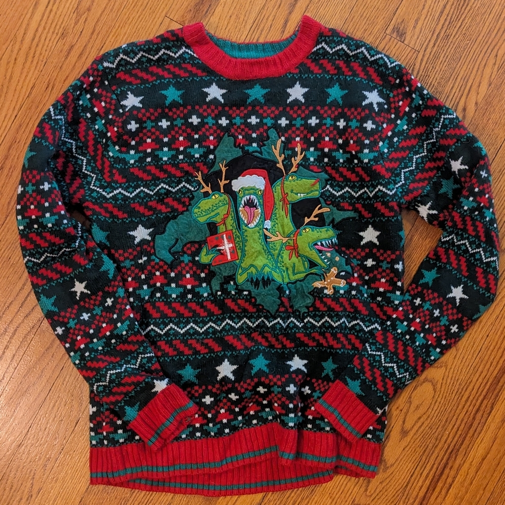 Christmas/Holiday Festive Dinosaur Crewneck Sweater